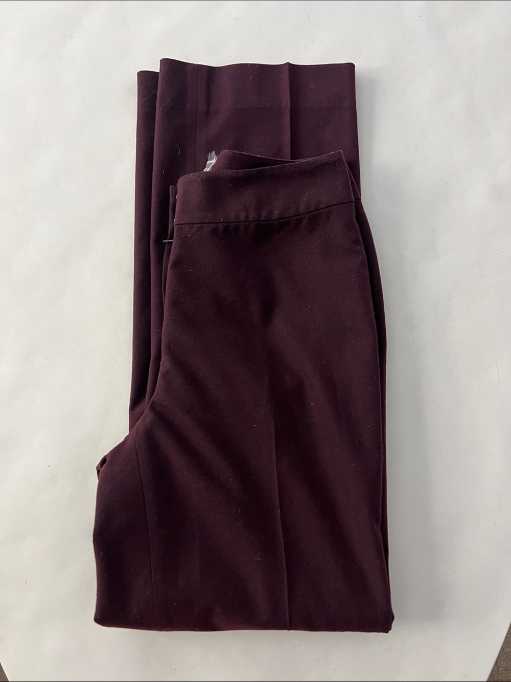 ST. JOHN Burgundy Straight Leg Mid Rise Trouser Pants Silk Lined 2 / 26" $230 - Picture 3 of 7